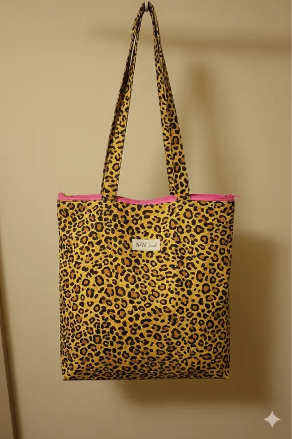 Bolsa leopardo (1) Bolsa de tela estilo tote bag con estampado leopardo