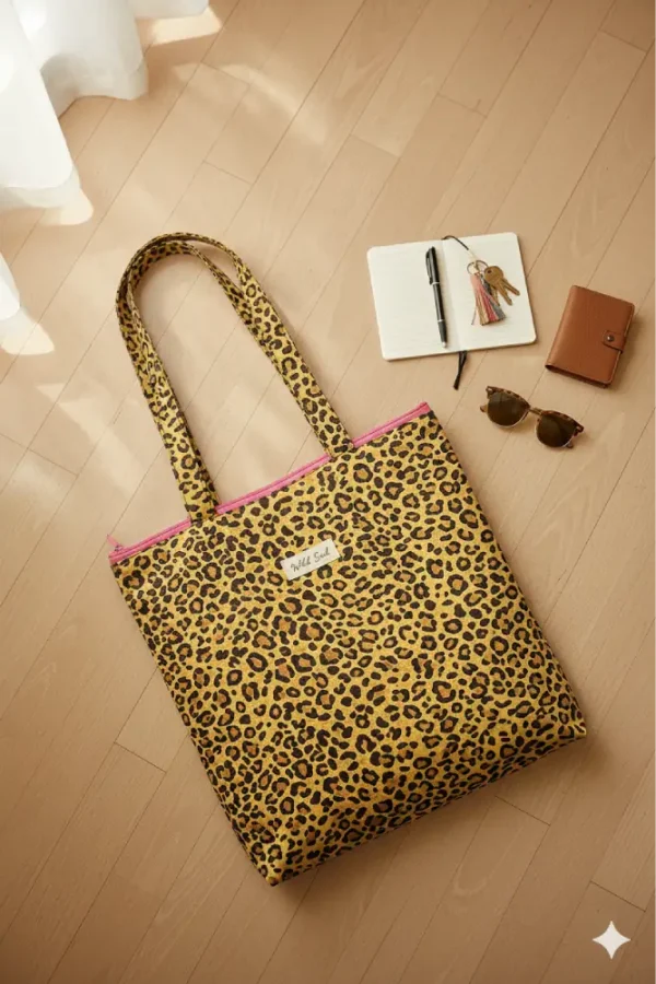 Bolsa leopardo (2) Bolsa de tela estilo tote bag con estampado leopardo