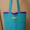 Bolsa lunares azul (1) Bolsa de tela estilo tote bag azul con lunares azul marino