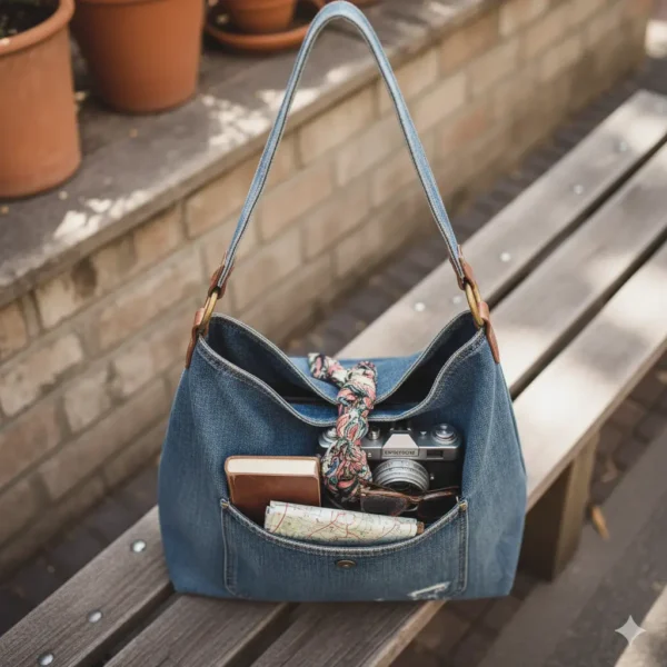 Bolso estilo boho de Tela Vaquera (Denim)