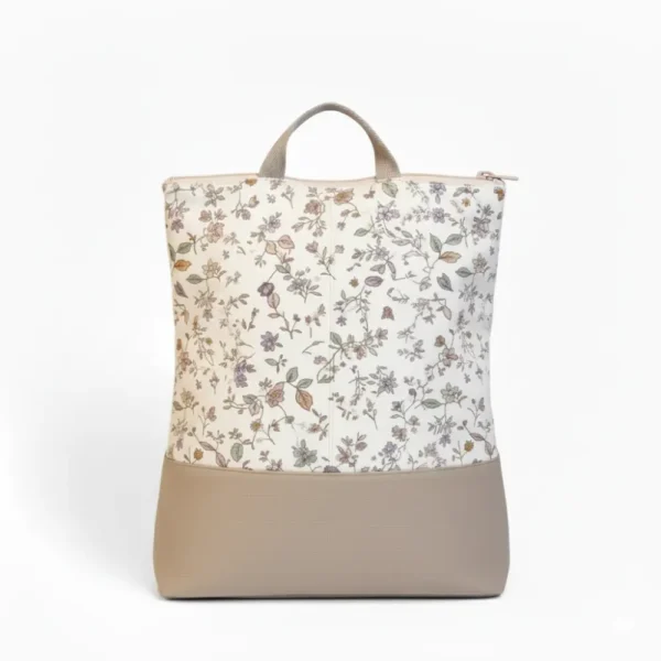 Mochila casual pequeña de lona con estampado floral