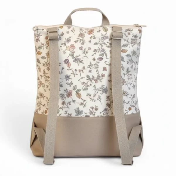 Mochila casual pequeña de lona con estampado floral