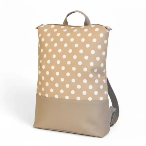 Mochila casual pequeña de lona con estampado de lunares