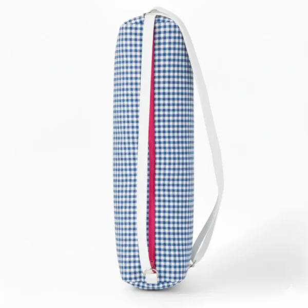 Bolsa porta esterilla de yoga estampado vichy azul y blanco